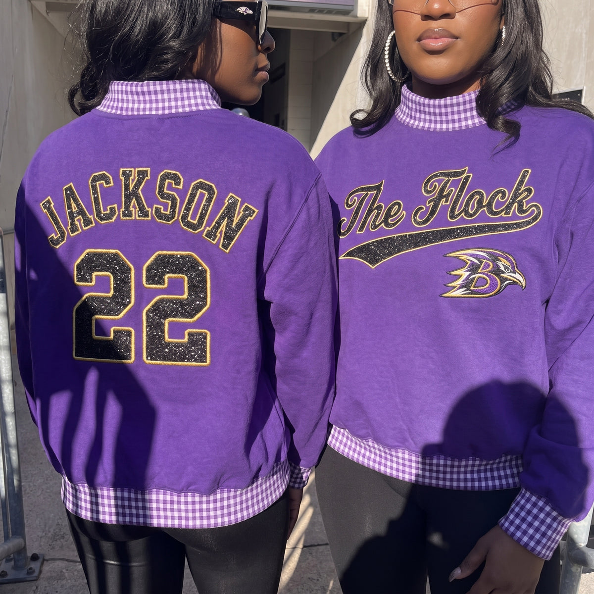 Game Day Appliqué Gingham Mockneck