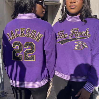 Game Day Appliqué Gingham Mockneck