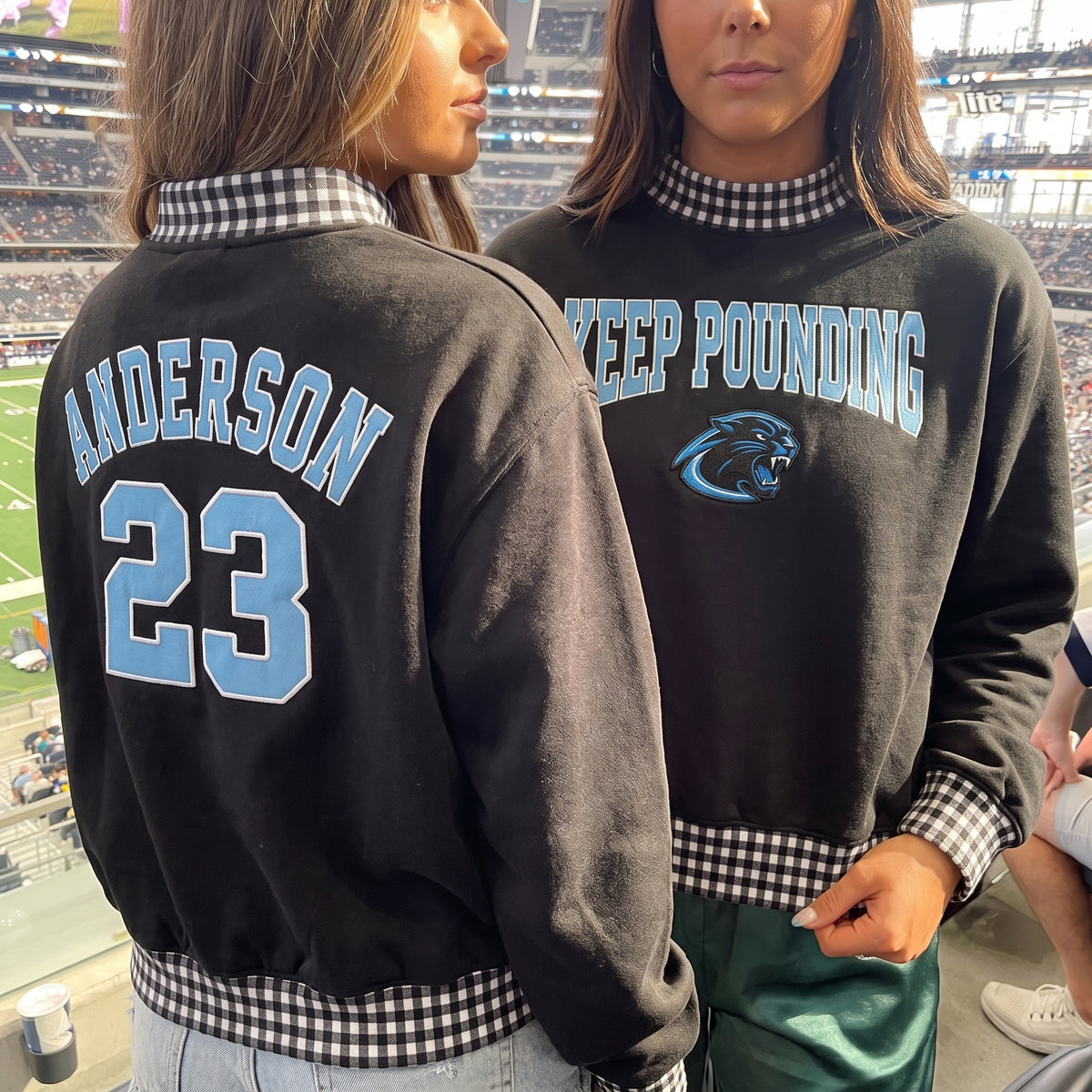 Game Day Appliqué Gingham Mockneck