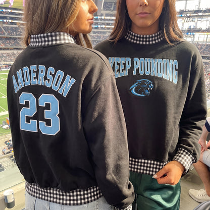 Game Day Appliqué Gingham Mockneck