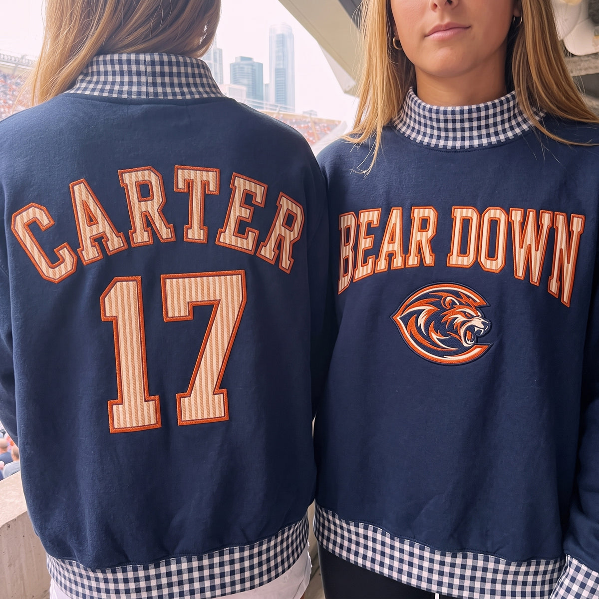 Game Day Appliqué Gingham Mockneck