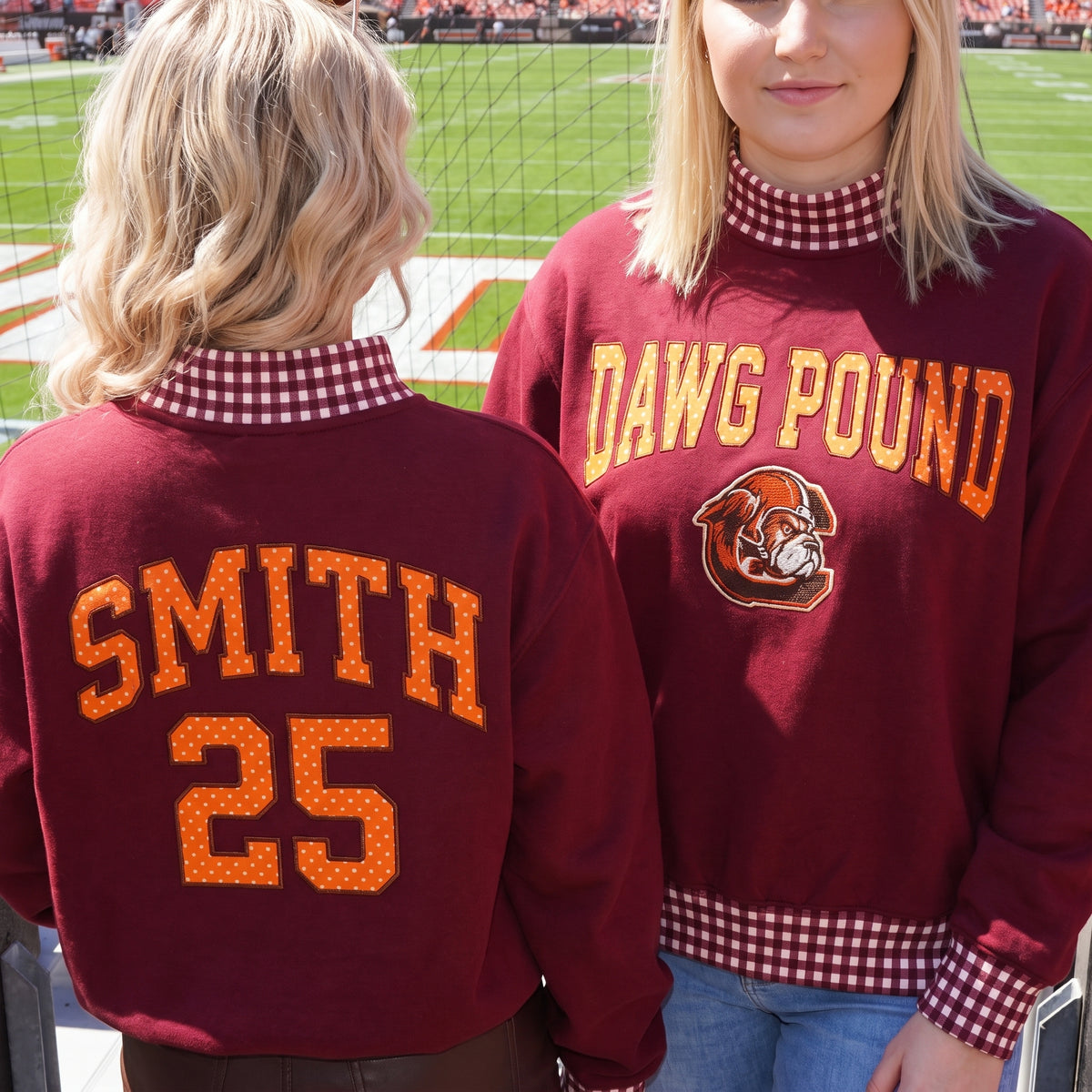 Game Day Appliqué Gingham Mockneck