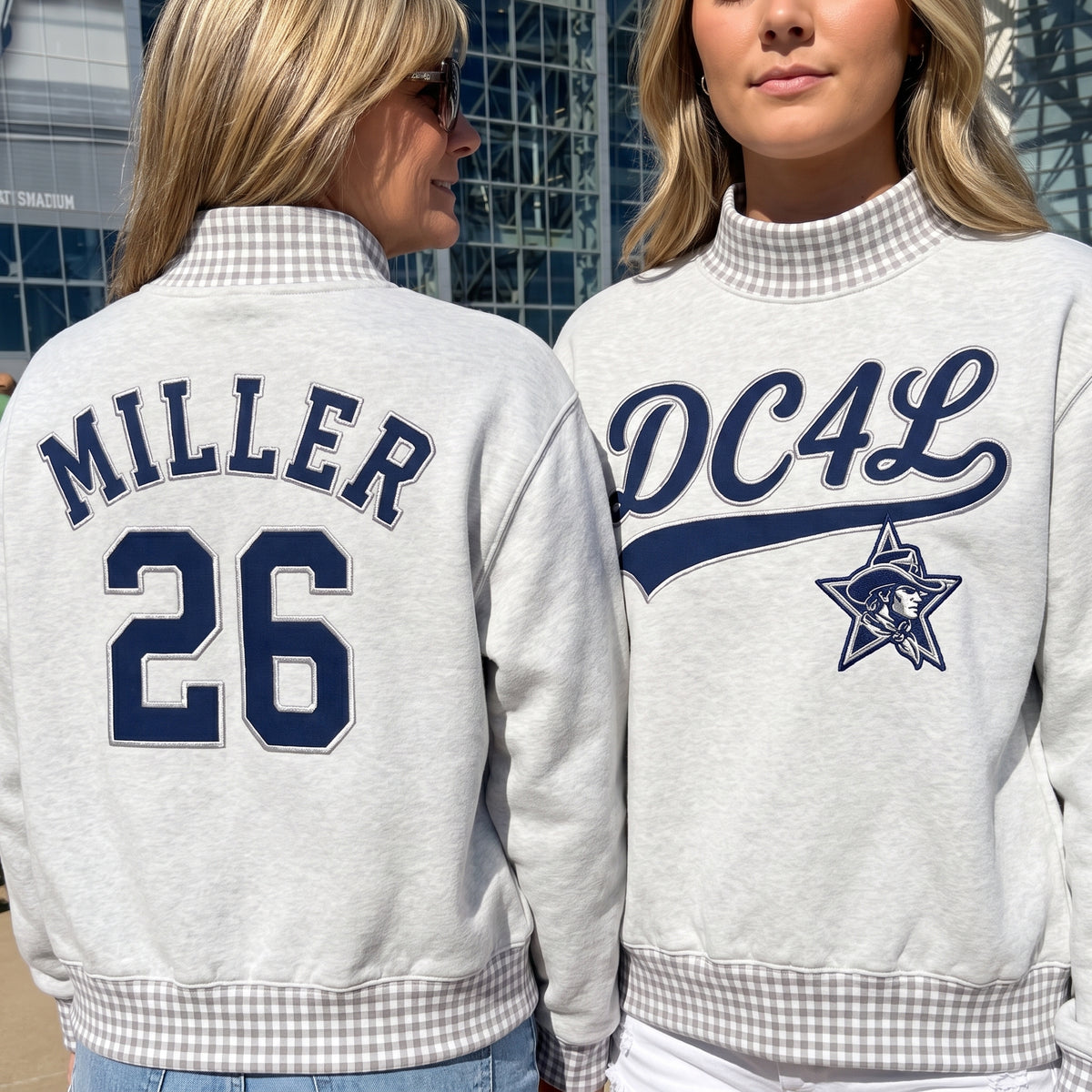 Game Day Appliqué Gingham Mockneck