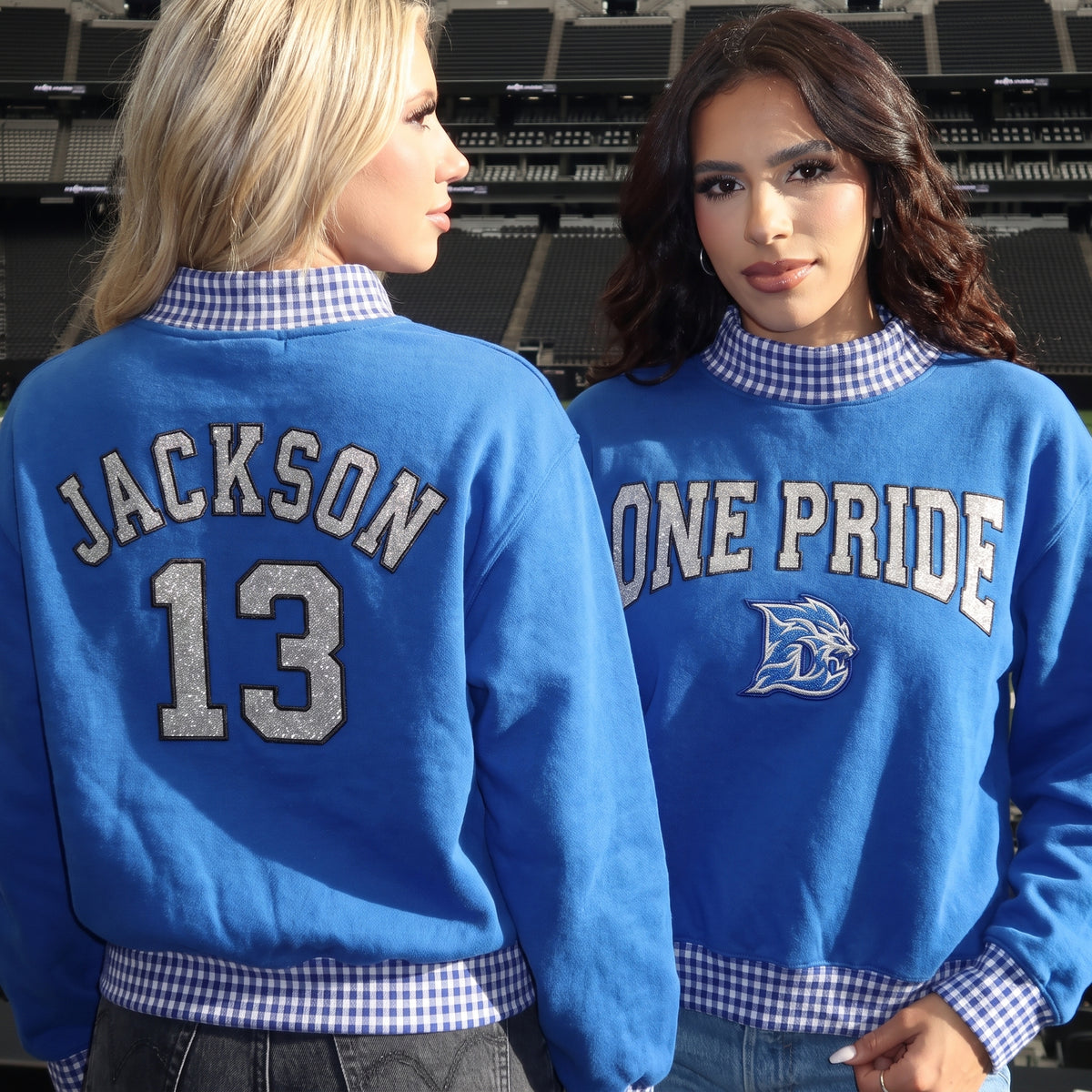 Game Day Appliqué Gingham Mockneck