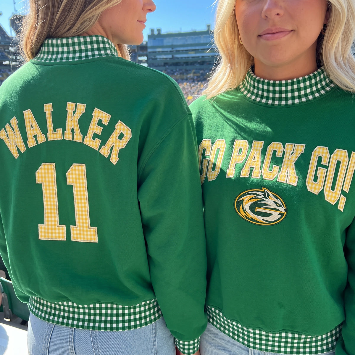 Game Day Appliqué Gingham Mockneck