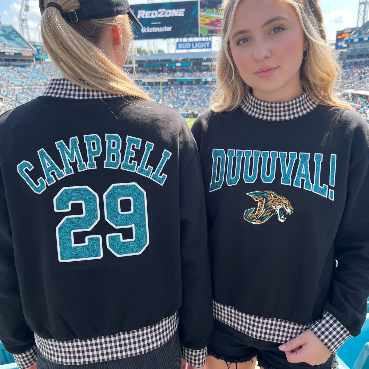 Game Day Appliqué Gingham Mockneck