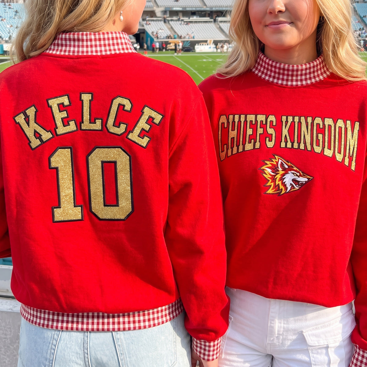 Game Day Appliqué Gingham Mockneck