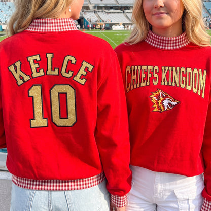 Game Day Appliqué Gingham Mockneck