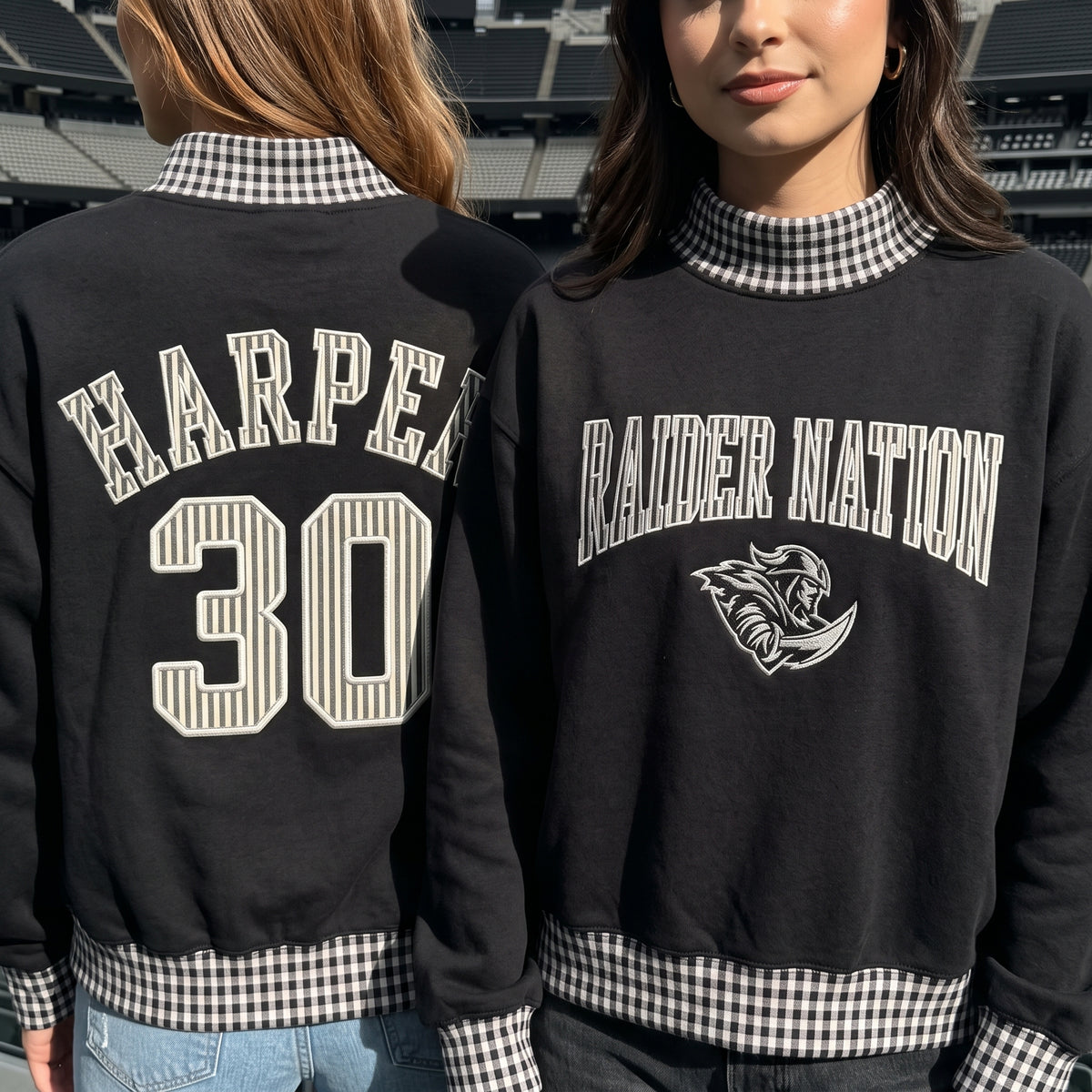 Game Day Appliqué Gingham Mockneck