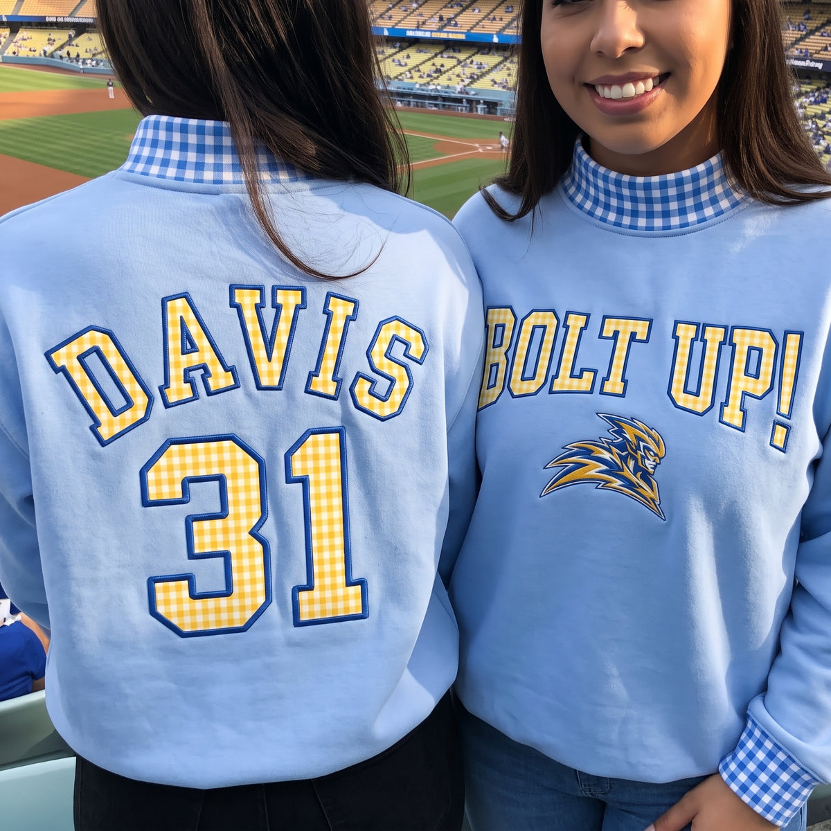 Game Day Appliqué Gingham Mockneck