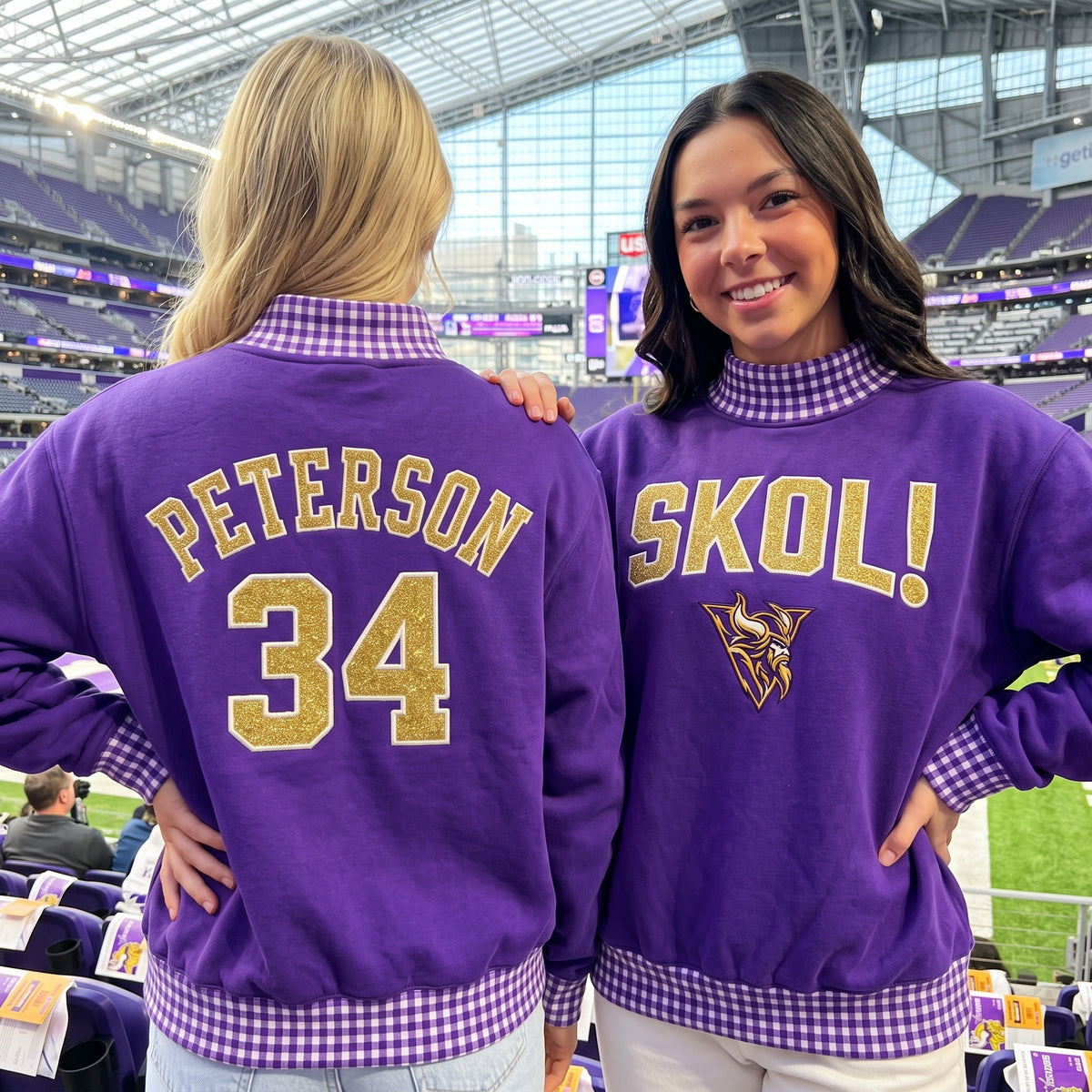 Game Day Appliqué Gingham Mockneck