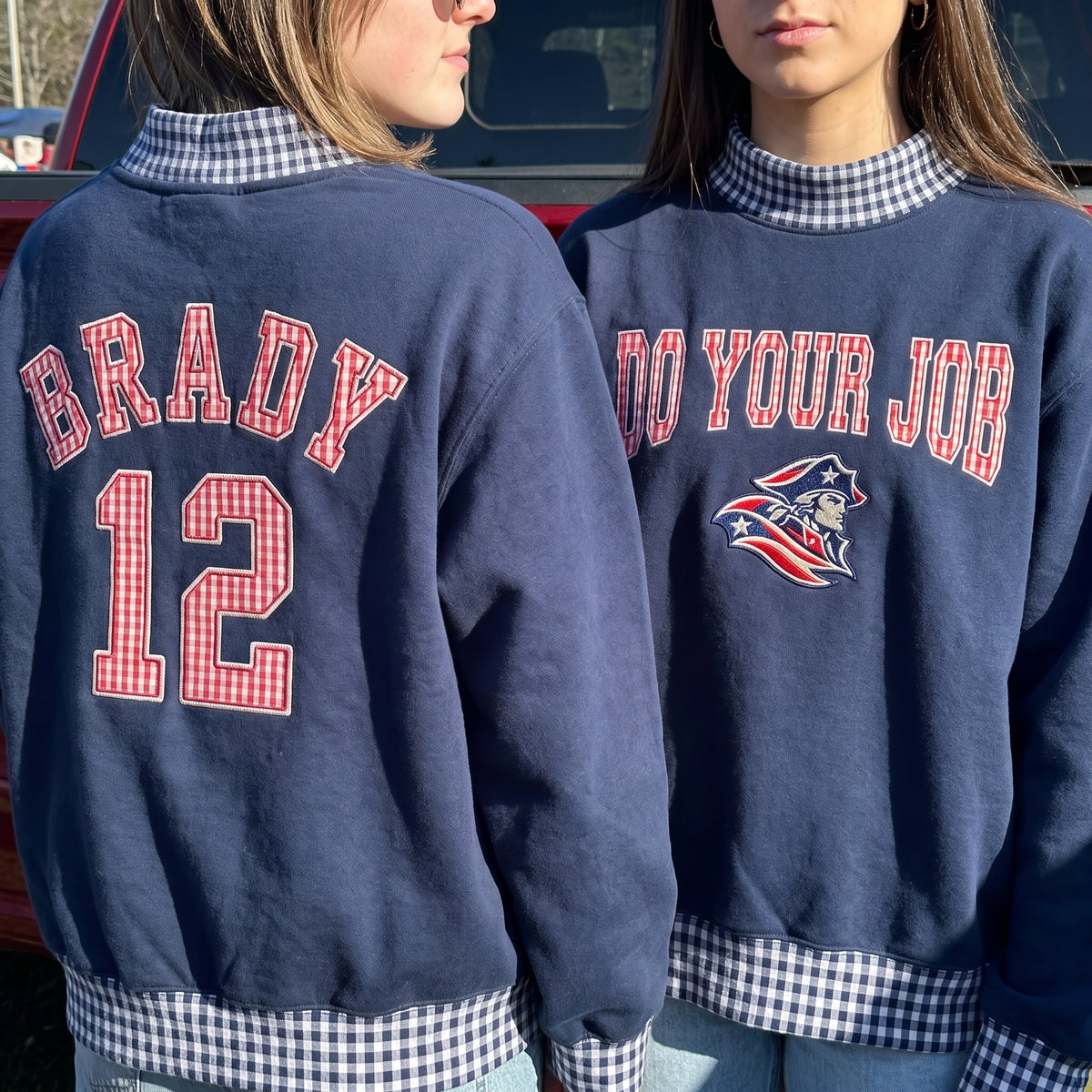 Game Day Appliqué Gingham Mockneck
