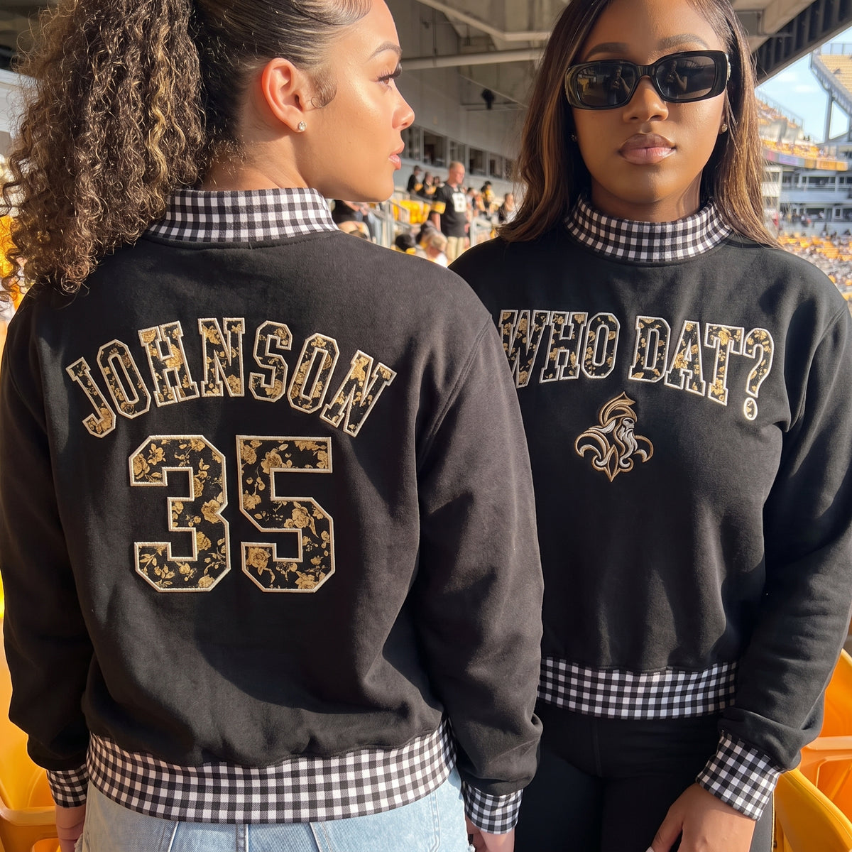 Game Day Appliqué Gingham Mockneck
