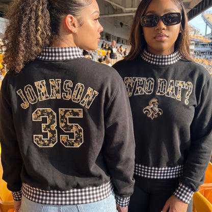 Game Day Appliqué Gingham Mockneck