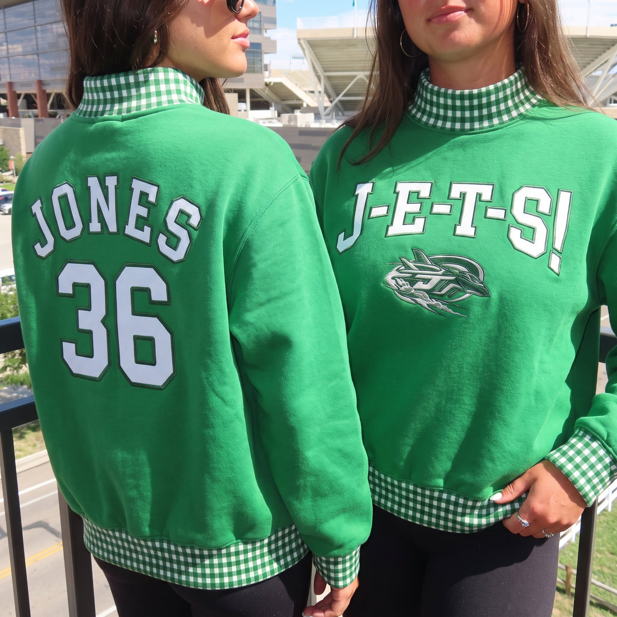 Game Day Appliqué Gingham Mockneck