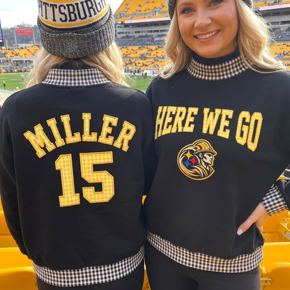 Game Day Appliqué Gingham Mockneck