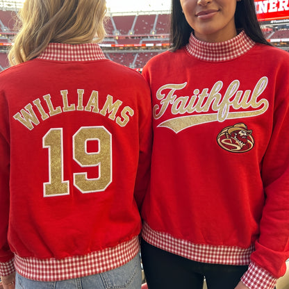 Game Day Appliqué Gingham Mockneck