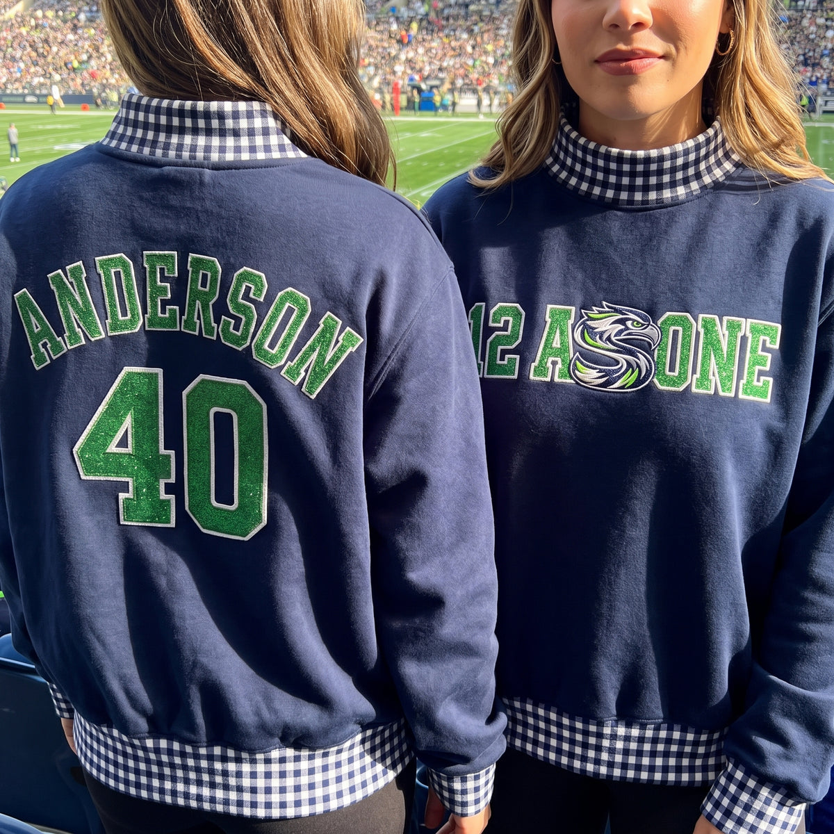 Game Day Appliqué Gingham Mockneck