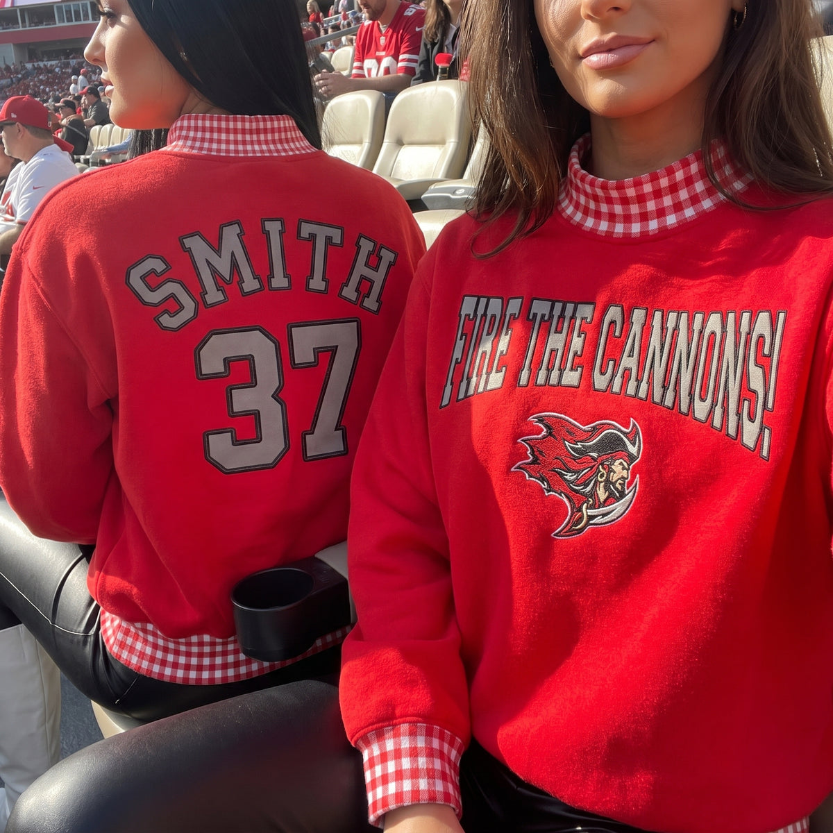Game Day Appliqué Gingham Mockneck