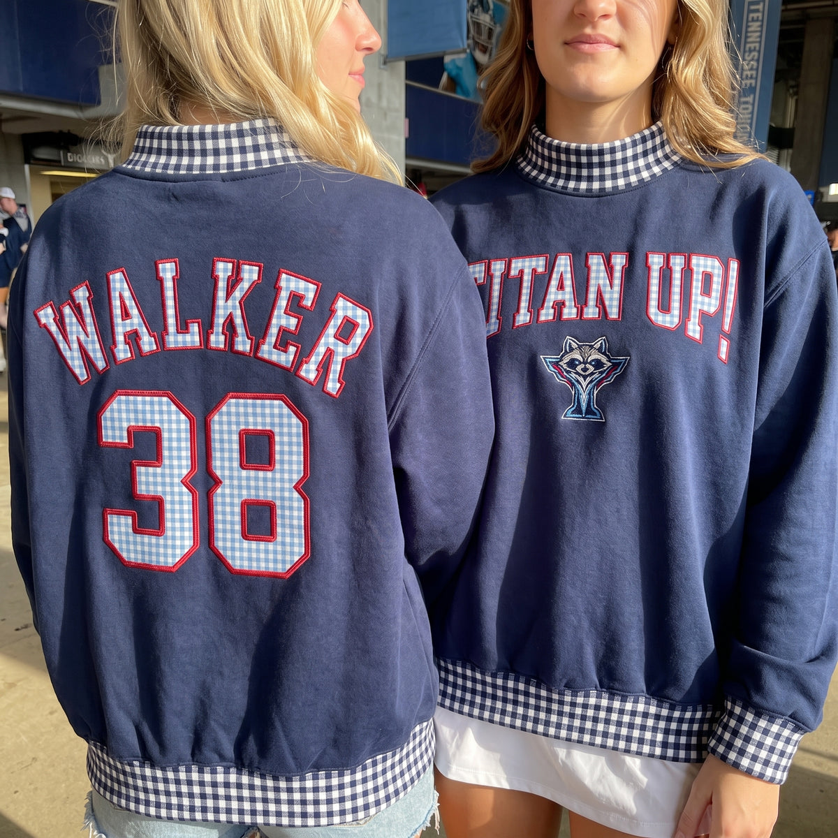 Game Day Appliqué Gingham Mockneck