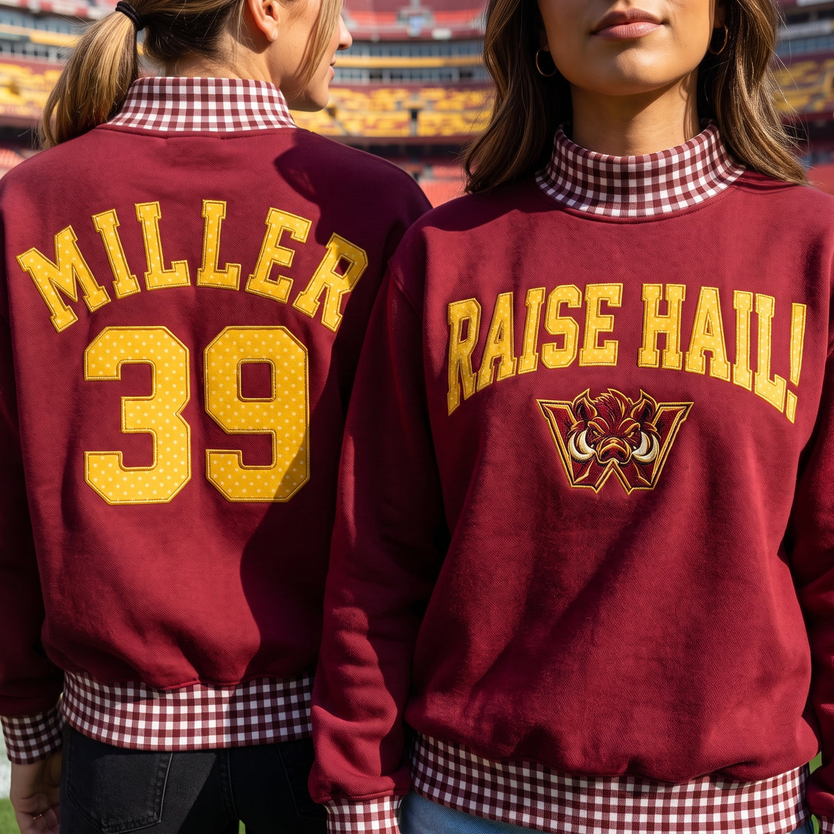 Game Day Appliqué Gingham Mockneck
