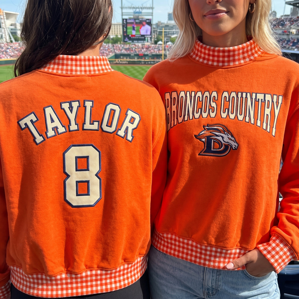 Game Day Appliqué Gingham Mockneck