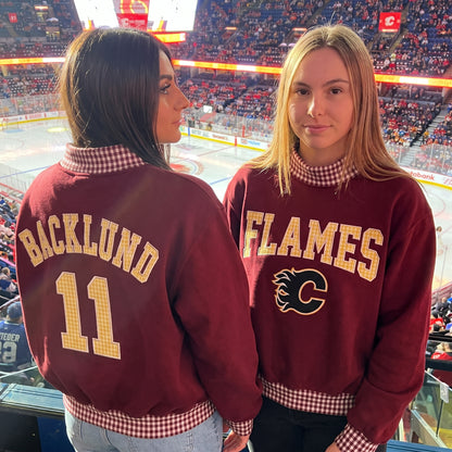 Hockey Appliqué Gingham Mockneck