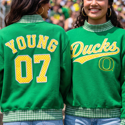 Colleges Appliqué Gingham Mockneck