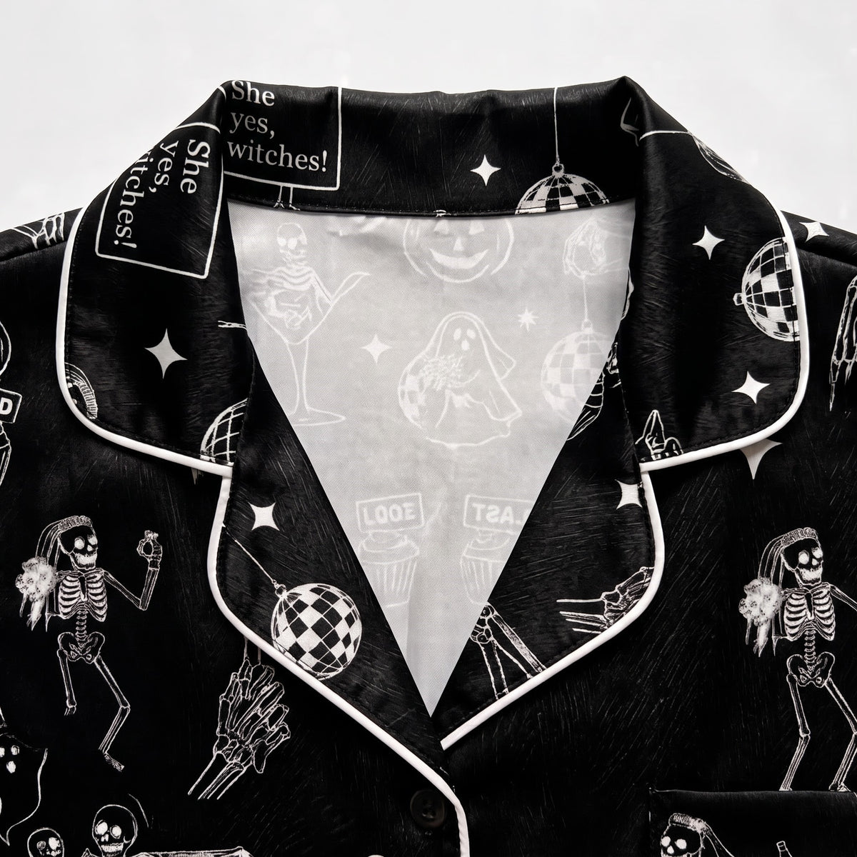 Ghost Party Satin Pajamas Embroidery