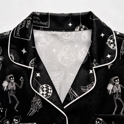 Ghost Party Satin Pajamas Embroidery
