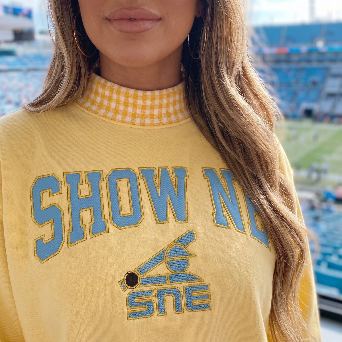 Pick Your Team — Football Gingham Mockneck