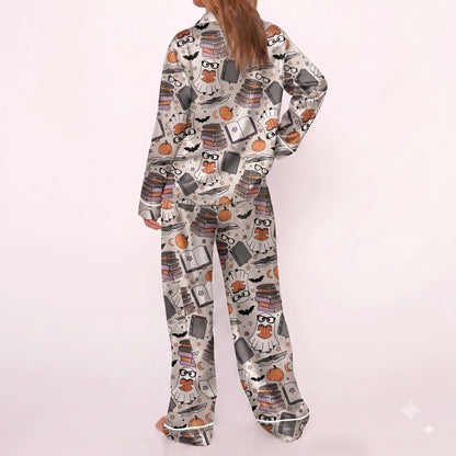 Ghost & Books Satin Pajamas Embroidery
