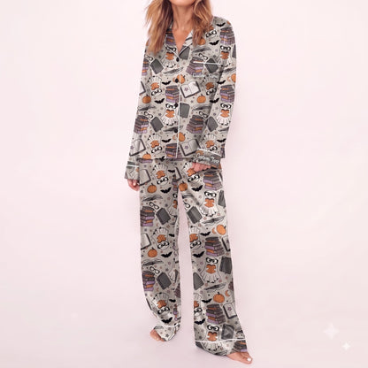 Ghost & Books Satin Pajamas Embroidery