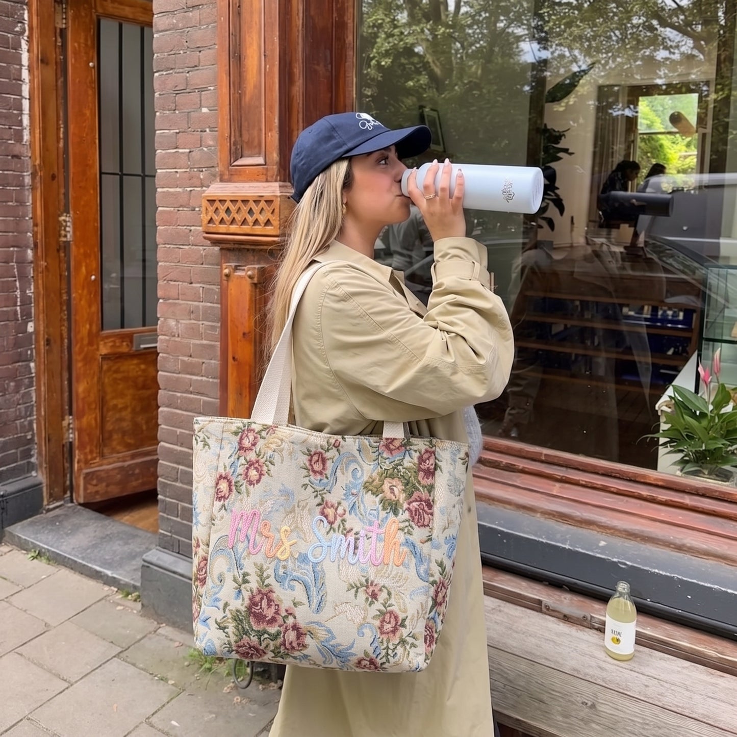 Embroidered Tapestry Floral Tote Bag