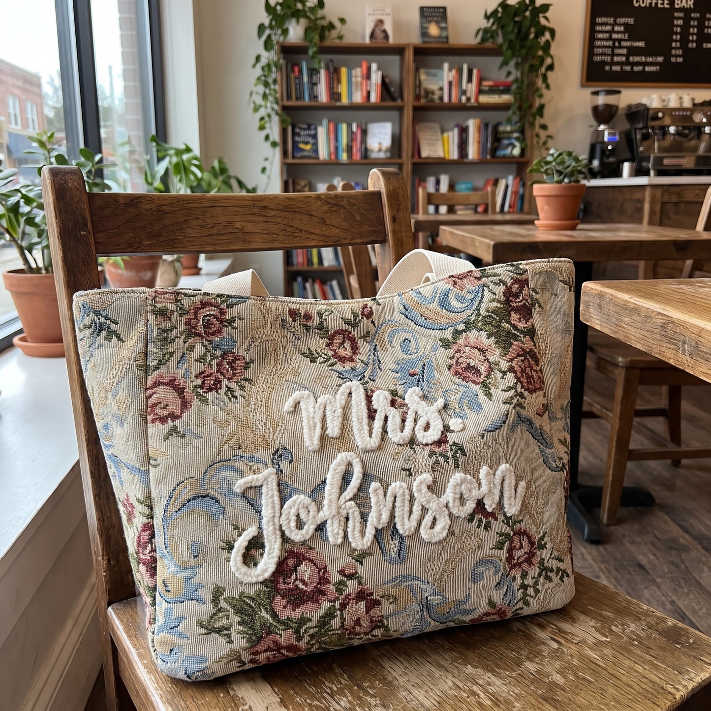 Embroidered Tapestry Floral Tote Bag