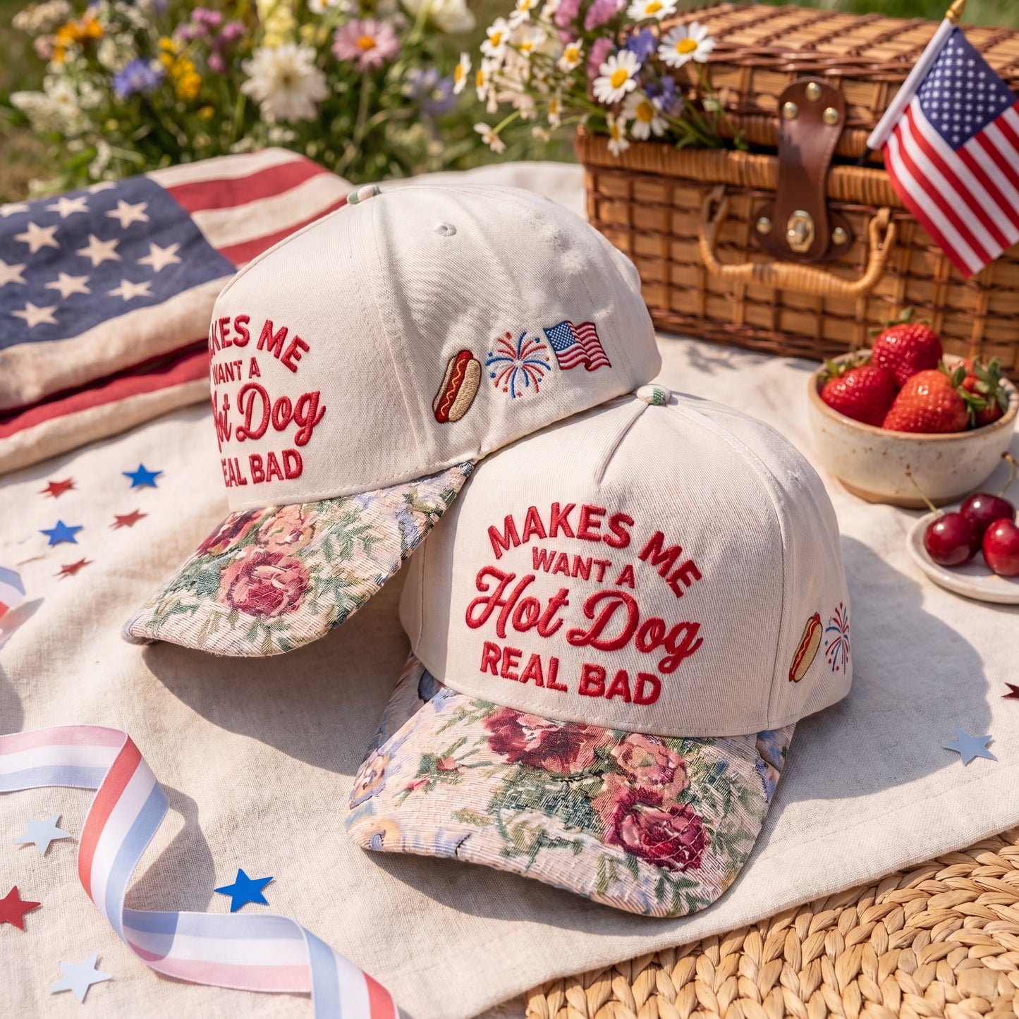 Makes Me Want A Hot Dog Real Bad FLoral Hat