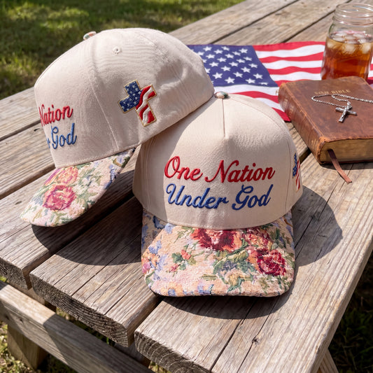 One Nation Under God FLoral Hat