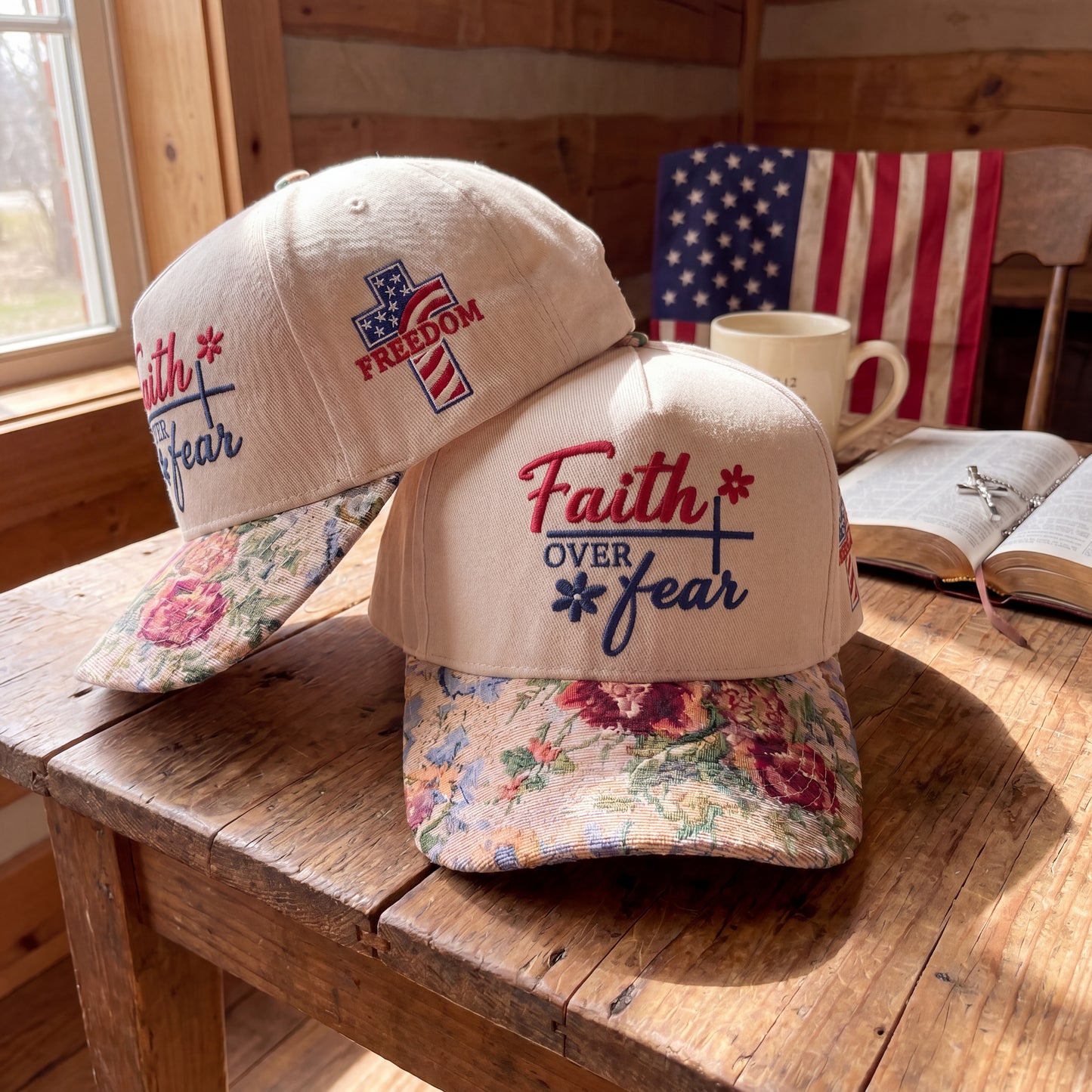 Faith Over Fear FLoral Hat