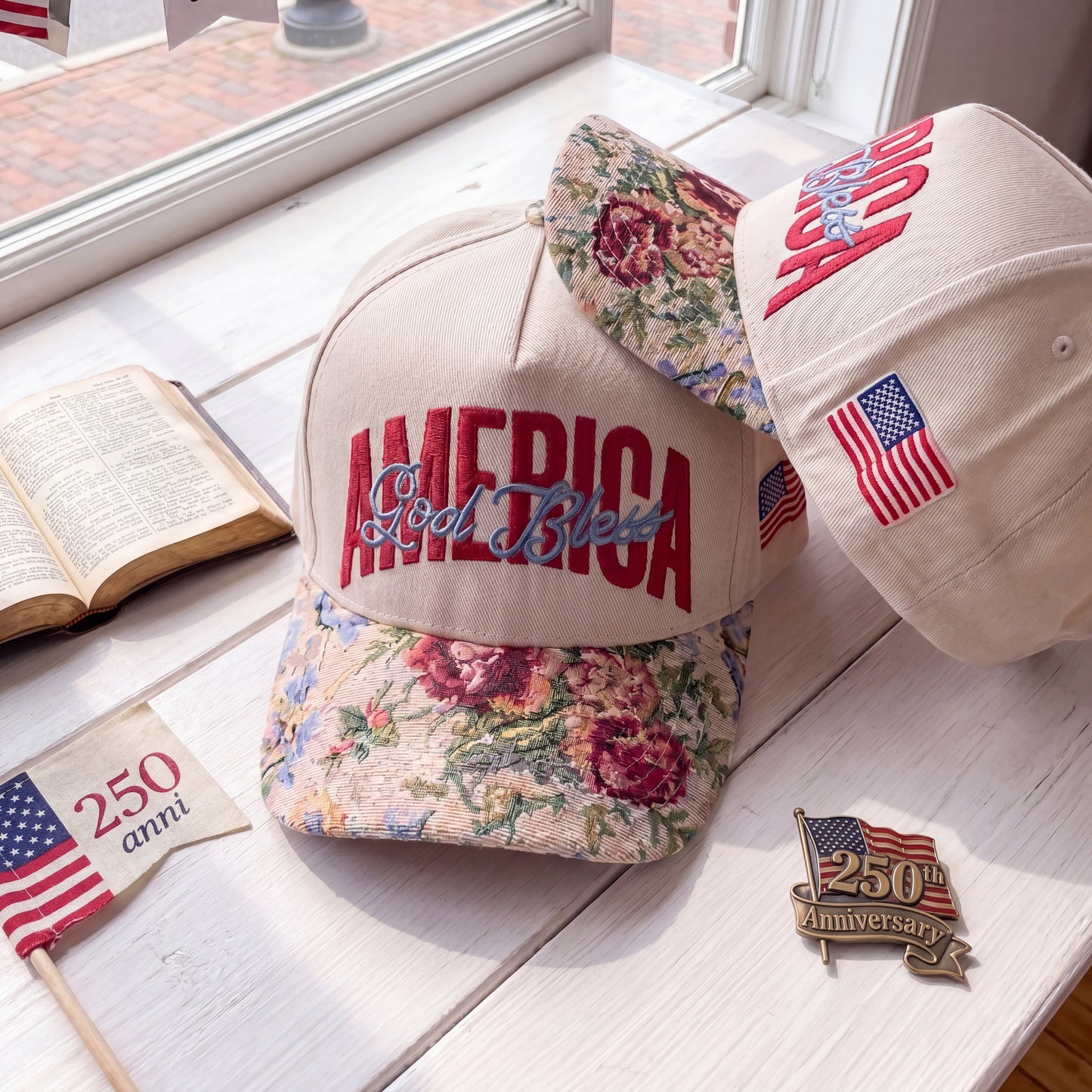 Jesus Bless America FLoral Hat