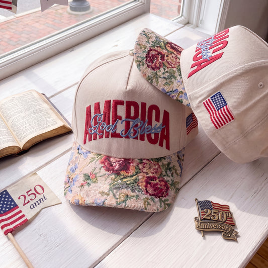Jesus Bless America FLoral Hat