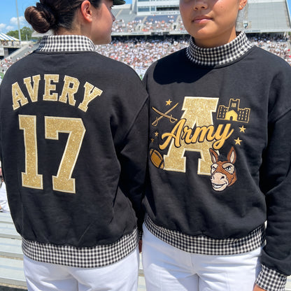 Colleges Mascot Appliqué Gingham Mockneck