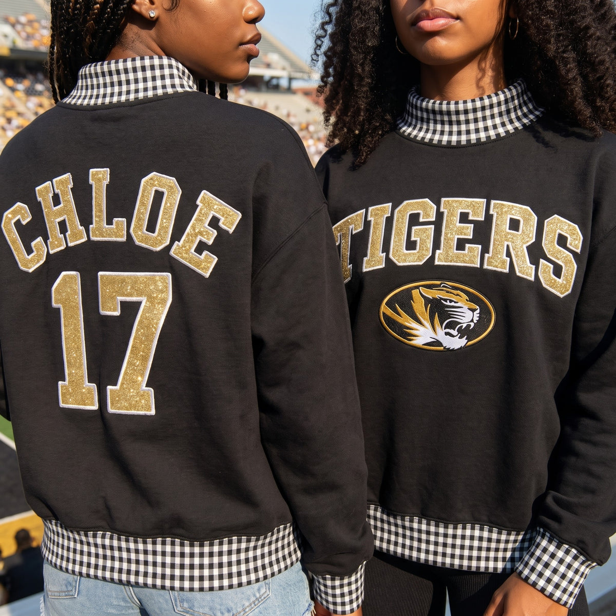 Colleges Appliqué Gingham Mockneck