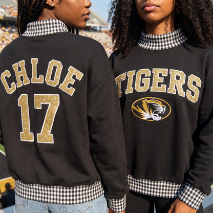 Colleges Appliqué Gingham Mockneck