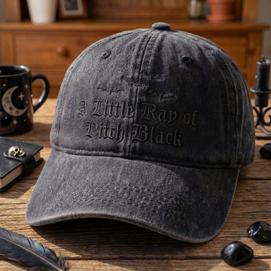 A Little Ray Of Pitch Black Gothic Washed Cap