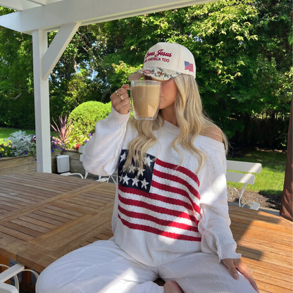 Love Jesus And America Too FLoral Hat