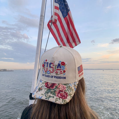 Custom Name USA Spring FLoral Hat