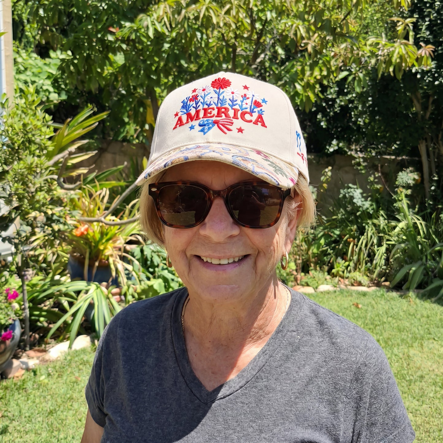 Custom Name USA Spring Bow FLoral Hat