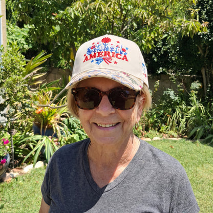 Custom Name USA Spring Bow FLoral Hat