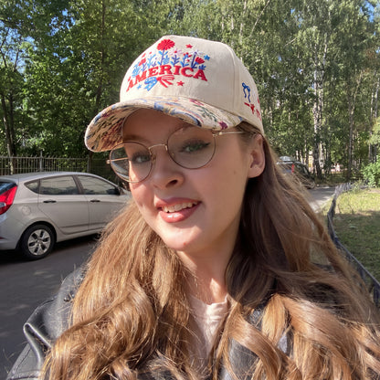 Custom Name USA Spring Bow FLoral Hat