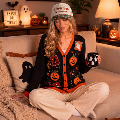 Tis The Season Pumpkin Tapestry Brim Hat
